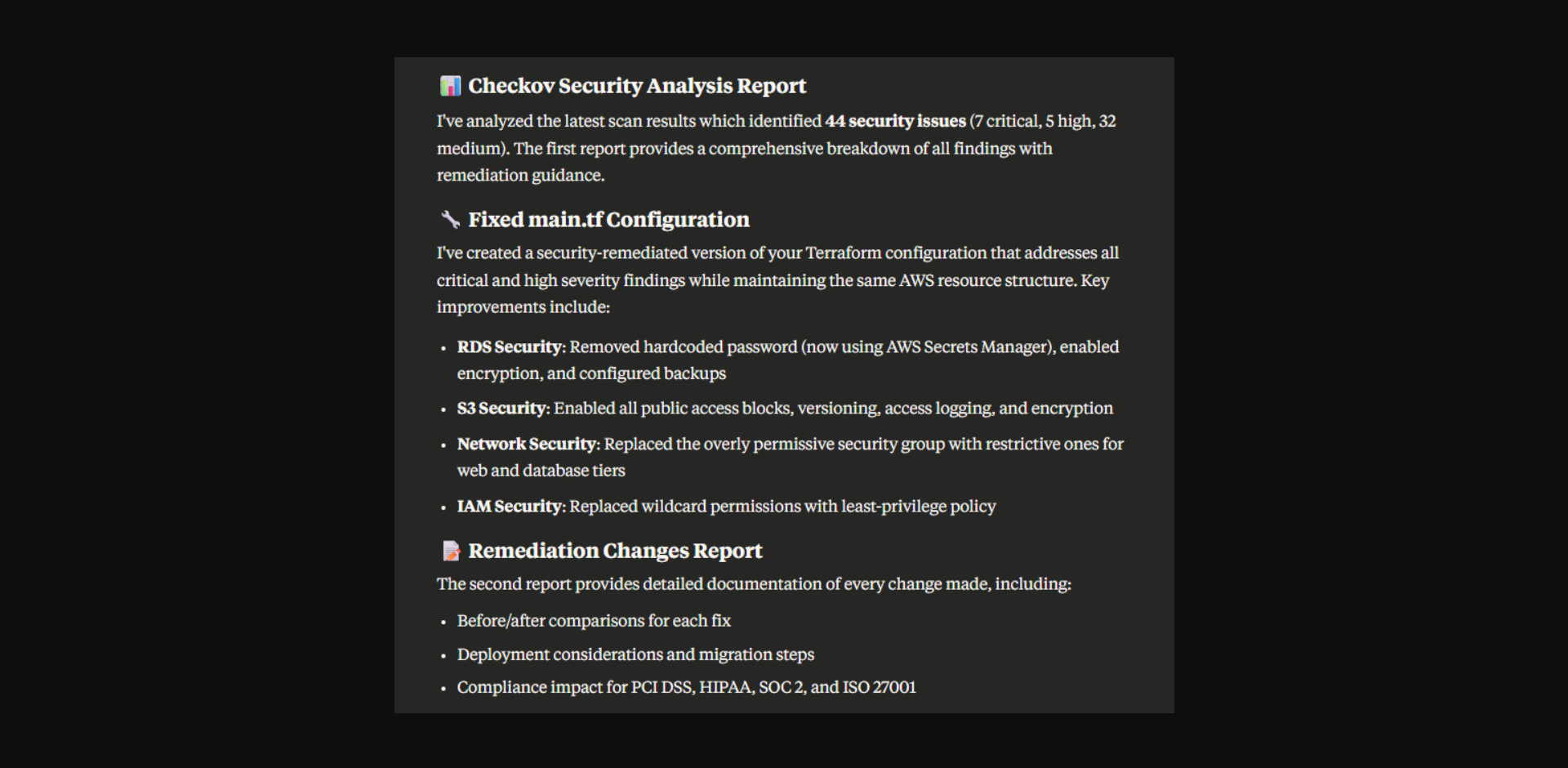 AI-native infrastructure security with Checkov integration and automated remediation
